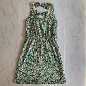 Bright Blue Small Floral Print, Thick Strap Dress - Delia's XS